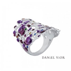 Daniel Vior, Calicaos Ring, Silver, Violet Enamel