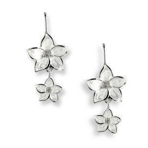 Nicole Barr, Floral Drop Earrings, With White Sapphire