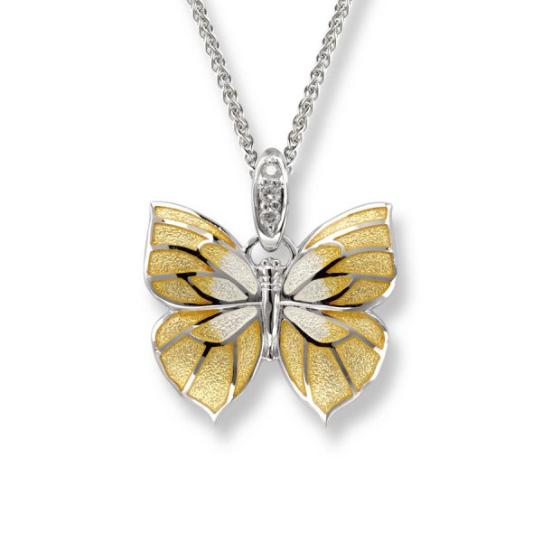 Attributes Nicole Barr, Butterfly Pendant Yellow, With White Sapphire